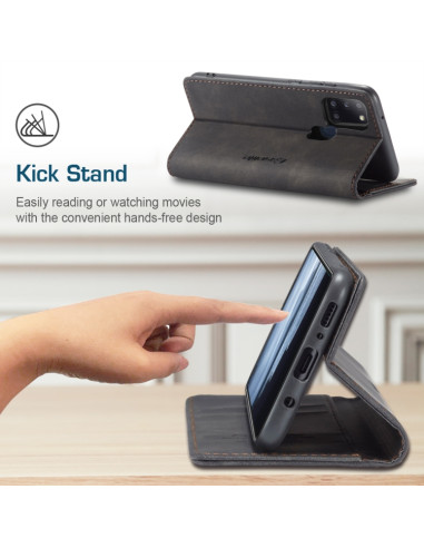 Cover Galaxy A21S Pelle Portafoglio Nero | Melacompro