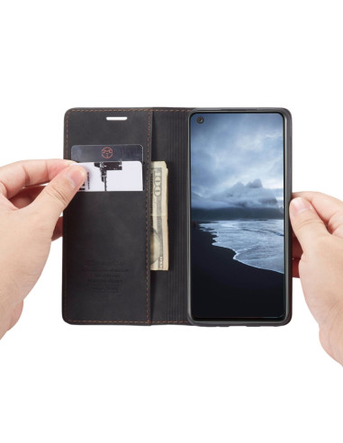 Cover Galaxy A21S Pelle Portafoglio Nero | Melacompro