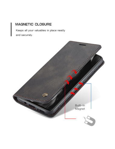 Cover Galaxy A41 Pelle Portafoglio Nero | Melacompro