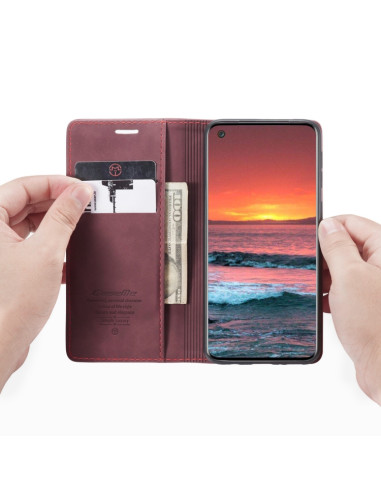 Cover Galaxy A21S Pelle Portafoglio Wine Rosso | Melacompro
