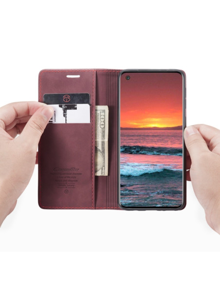 Cover Galaxy A21S Pelle Portafoglio Wine Rosso | Melacompro