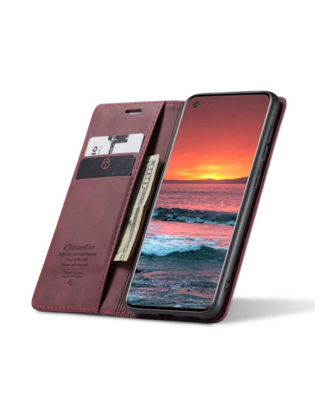 Cover Galaxy A21S Pelle Portafoglio Wine Rosso | Melacompro