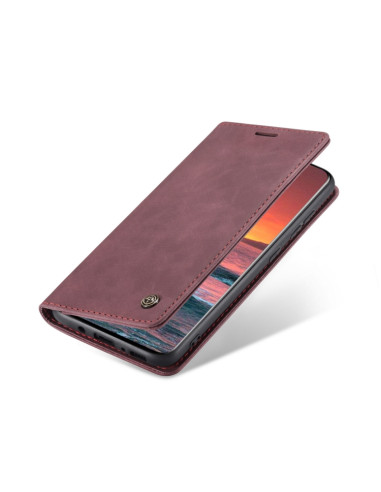 Cover Galaxy A21S Pelle Portafoglio Wine Rosso | Melacompro