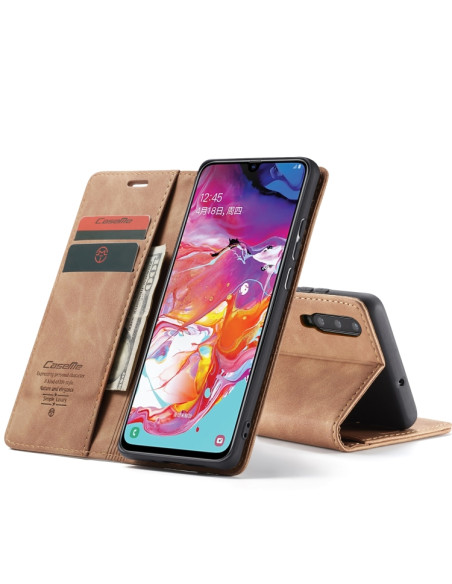 Cover Galaxy A70 Pelle Portafoglio Marrone | Melacompro