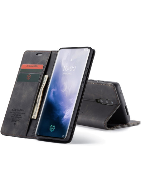 Cover OnePlus 7 Pro Pelle Flip Portafoglio Nero | Melacompro
