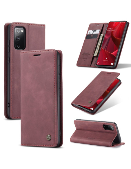 Cover Galaxy S20 FE Pelle Portafoglio Wine Rosso | Melacompro