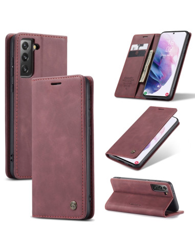 Cover Galaxy S21+ Pelle Portafoglio Rosso Vino Wine Rosso | Melacompro