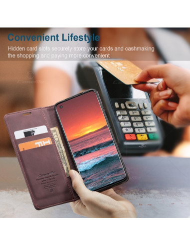 Cover Galaxy A21S Pelle Portafoglio Wine Rosso | Melacompro