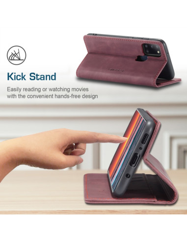 Cover Galaxy A21S Pelle Portafoglio Wine Rosso | Melacompro