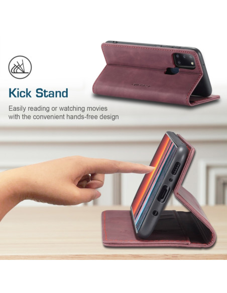 Cover Galaxy A21S Pelle Portafoglio Wine Rosso | Melacompro