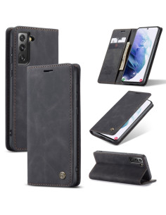 Cover Galaxy S21+ Pelle Portafoglio Rosso Vino Nero