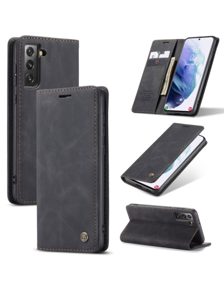 Cover Galaxy S21+ Pelle Portafoglio Rosso Vino Nero | Melacompro