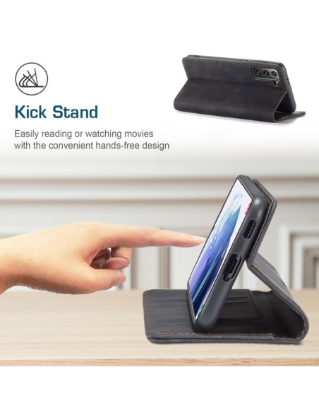 Cover Galaxy S21+ Pelle Portafoglio Rosso Vino Nero | Melacompro