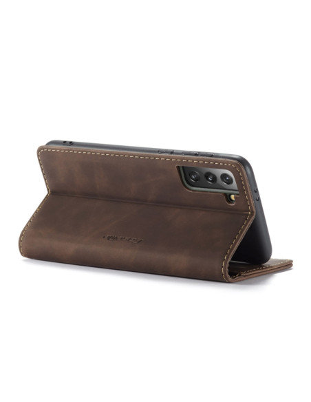 Cover Galaxy S21 5G Pelle Portafoglio Coffee | Melacompro