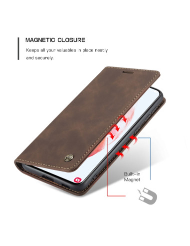 Cover Galaxy S21 5G Pelle Portafoglio Coffee | Melacompro