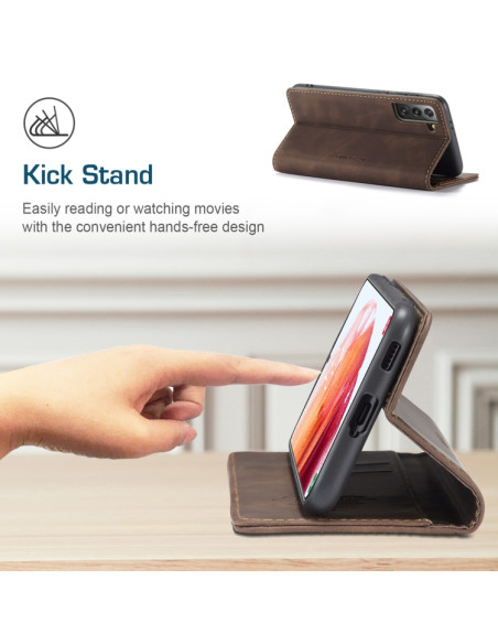 Cover Galaxy S21 5G Pelle Portafoglio Coffee | Melacompro
