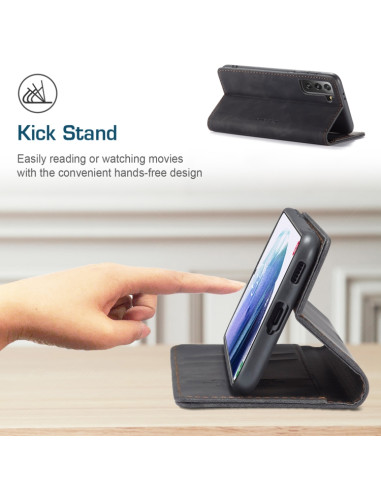 Cover Galaxy S21 5G Pelle Portafoglio Nero | Melacompro