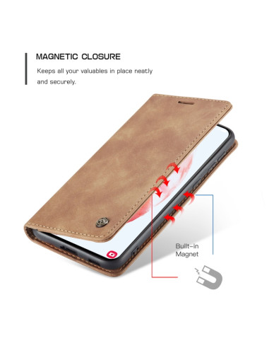 Cover Galaxy S21 5G Pelle Portafoglio Marrone | Melacompro