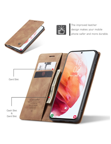 Cover Galaxy S21 5G Pelle Portafoglio Marrone | Melacompro