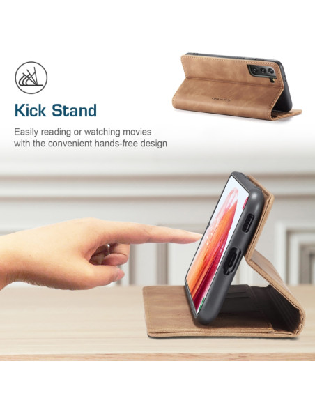 Cover Galaxy S21 5G Pelle Portafoglio Marrone | Melacompro