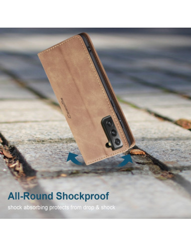 Cover Galaxy S21 5G Pelle Portafoglio Marrone | Melacompro