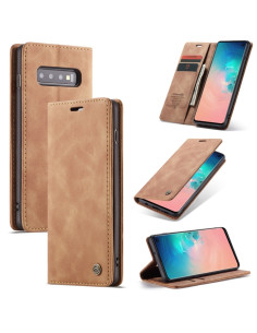 Cover Galaxy S10 Plus Pelle Portafoglio con Slot Marrone