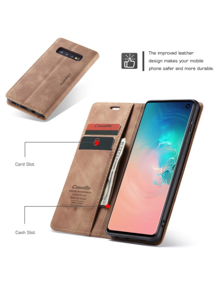 Cover Galaxy S10 Plus Pelle Portafoglio Marrone | Melacompro