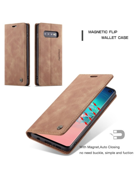 Cover Galaxy S10 Plus Pelle Portafoglio Marrone | Melacompro
