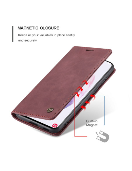 Cover Galaxy S21 5G Pelle Portafoglio Wine Rosso | Melacompro