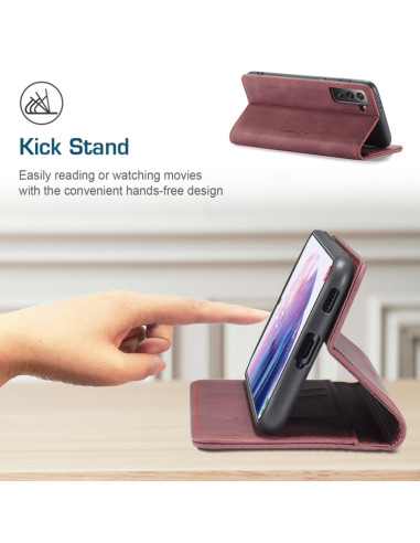 Cover Galaxy S21 5G Pelle Portafoglio Wine Rosso | Melacompro