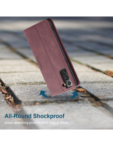 Cover Galaxy S21 5G Pelle Portafoglio Wine Rosso | Melacompro