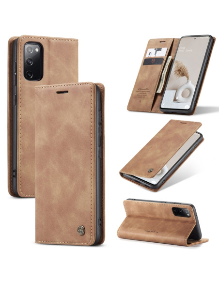 Cover Galaxy S20 FE Pelle Portafoglio Marrone | Melacompro
