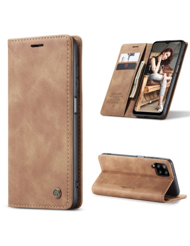 Cover Galaxy A12 Pelle Flip Portafoglio Marrone | Melacompro