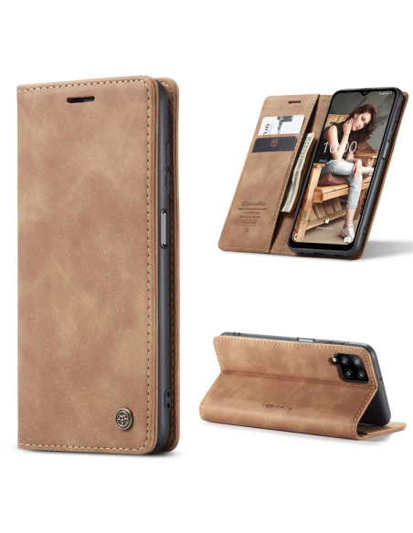 Cover Galaxy A12 Pelle Flip Portafoglio Marrone | Melacompro