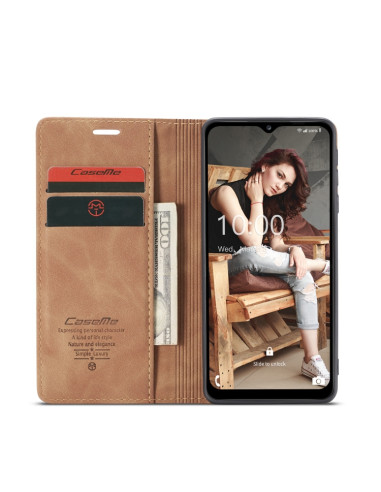 Cover Galaxy A12 Pelle Flip Portafoglio Marrone | Melacompro