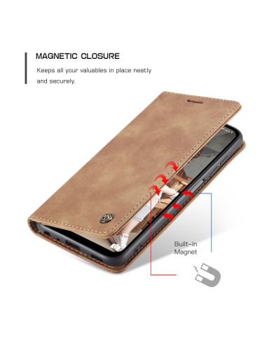 Cover Galaxy A12 Pelle Flip Portafoglio Marrone | Melacompro