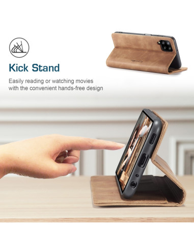 Cover Galaxy A12 Pelle Flip Portafoglio Marrone | Melacompro