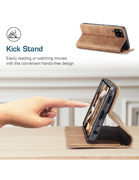 Cover Galaxy A12 Pelle Flip Portafoglio Marrone | Melacompro