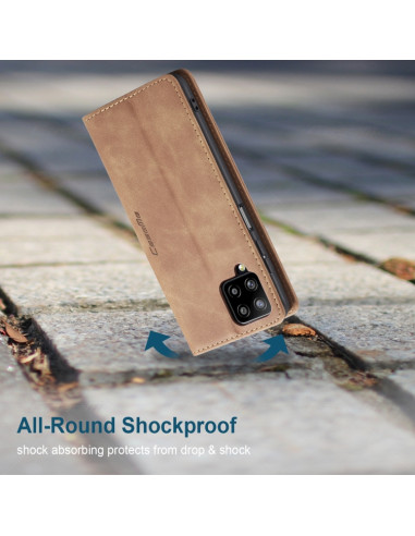 Cover Galaxy A12 Pelle Flip Portafoglio Marrone | Melacompro
