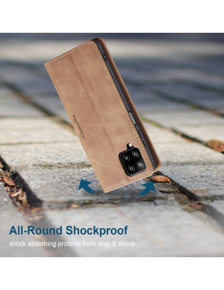 Cover Galaxy A12 Pelle Flip Portafoglio Marrone | Melacompro