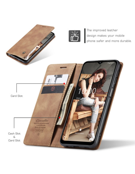 Cover Galaxy A12 Pelle Flip Portafoglio Marrone | Melacompro