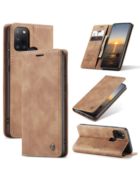 Cover Galaxy A21S Pelle Portafoglio Marrone | Melacompro