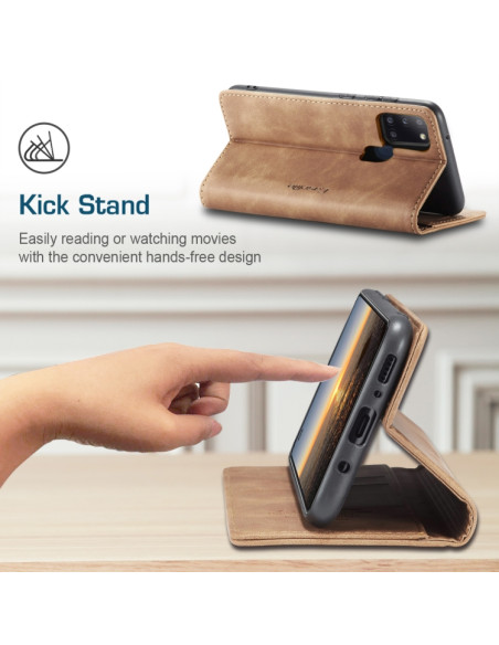 Cover Galaxy A21S Pelle Portafoglio Marrone | Melacompro