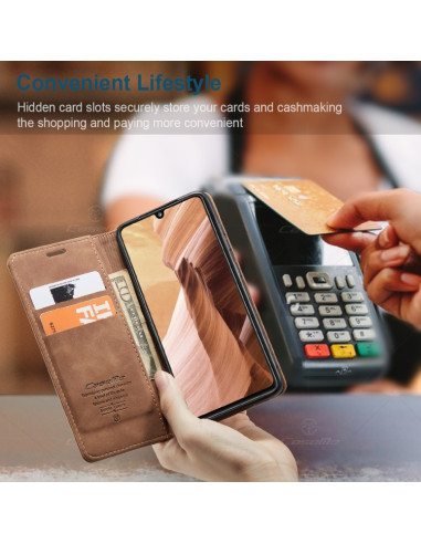 Cover Galaxy A41 Pelle Portafoglio Nero Marrone | Melacompro