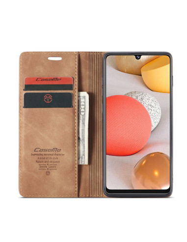 Cover Galaxy A42 5G Pelle Nero Marrone | Melacompro