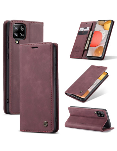 Cover Galaxy A42 5G Pelle Nero Wine Rosso | Melacompro