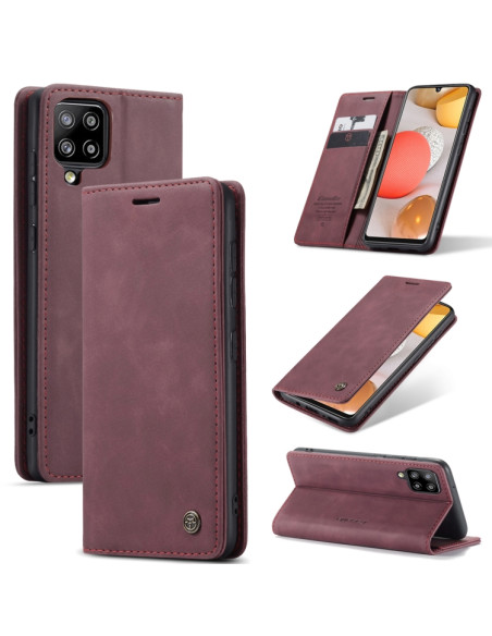 Cover Galaxy A42 5G Pelle Nero Wine Rosso | Melacompro