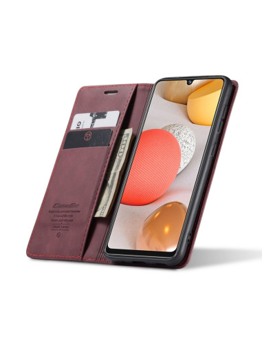 Cover Galaxy A42 5G Pelle Nero Wine Rosso | Melacompro