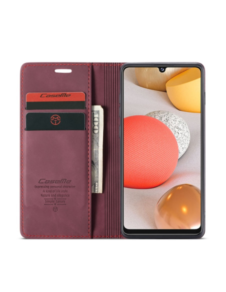 Cover Galaxy A42 5G Pelle Nero Wine Rosso | Melacompro