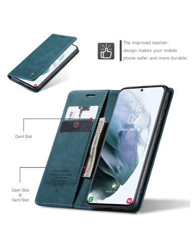 Cover Galaxy S21 5G Pelle Portafoglio Blu | Melacompro